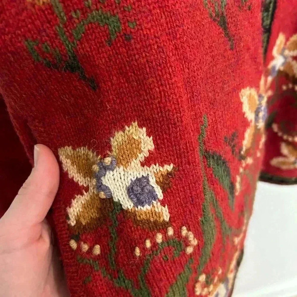 VTG ICELANDIC DESIGN Wool zip up lined oversized sweater jacket sz M - Picture 7 of 11